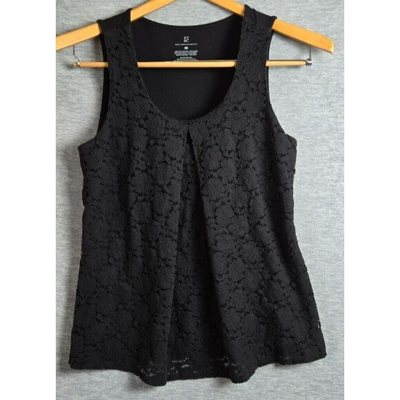 New York & Company Tops - New York & Company Womens Blouse Sleeveless Black Lace Pleated Front Size Medium